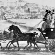 The stage coach service was four times slower in 1840
