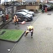 The moment was captured on CCTV