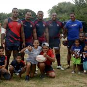 Guards division rugby with family and supporters at the 14th annual Slough Sevens Tournament on Saturday.