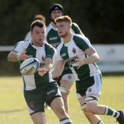 Slough (green and white) beat Marlow 26-19 at Tamblyn Fields on Saturday.