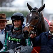 Altior with trainer Nicky Henderson, left, and jockey Nico de Boinville. Picture: Sue Orpwood.