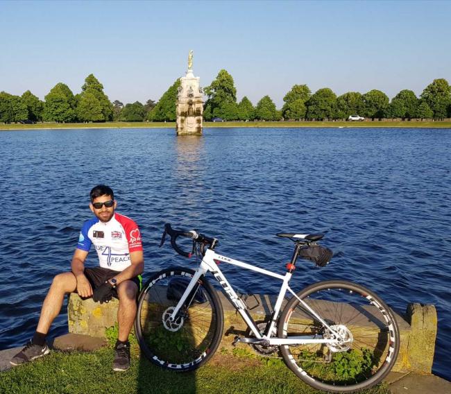 Atta-ur-Rahman Khalid with his bike