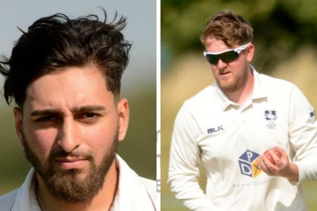 Mohammed Avas Anwar, left, top-scored for Slough with 56 runs from 109 balls, whilst Adam Dobb, right, claimed 5-81 for High Wycombe in the draw at Upton Court Park on Saturday. PHOTOS: Mike Swift. 190761.