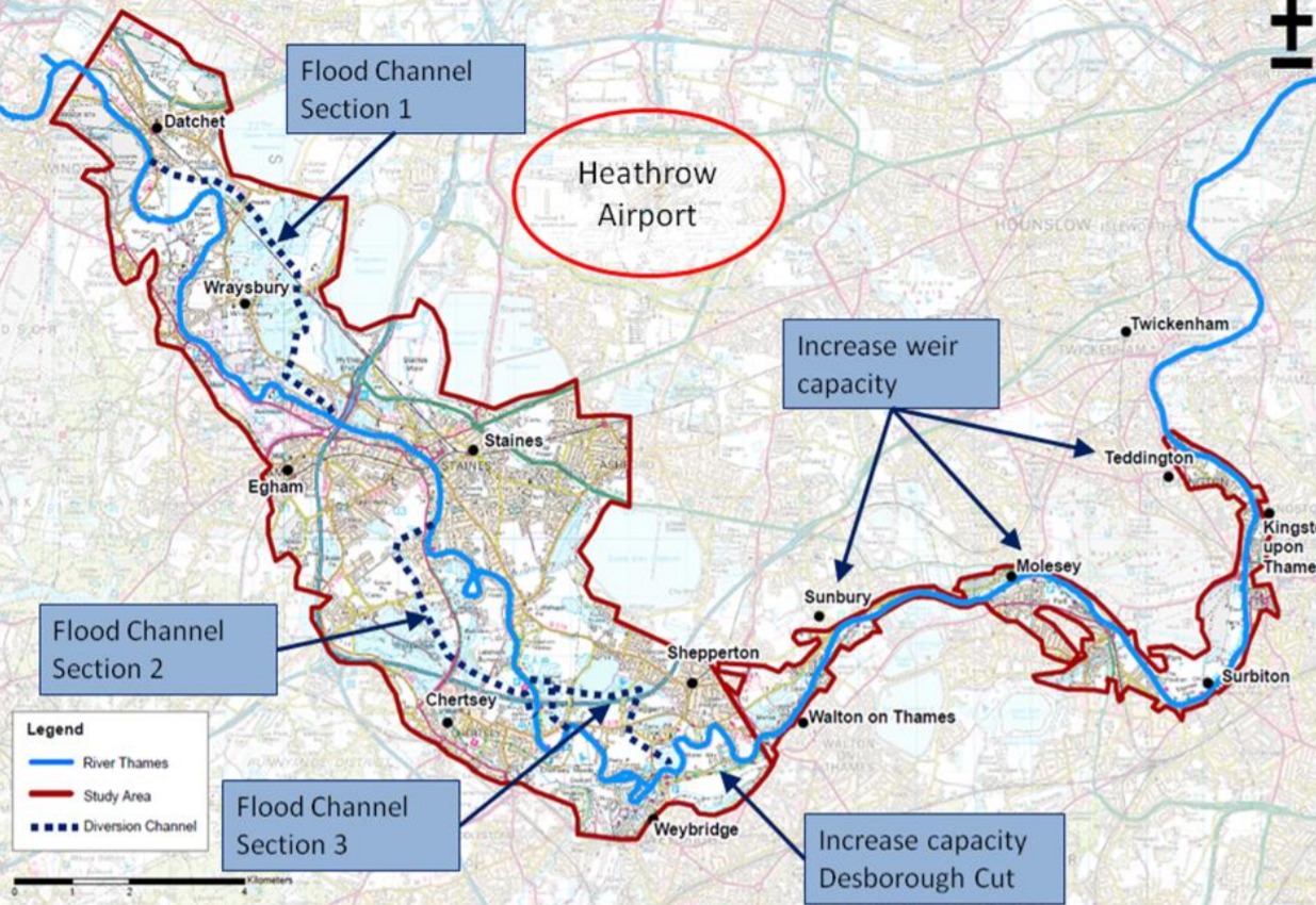 Map of the orginal River Thames Scheme