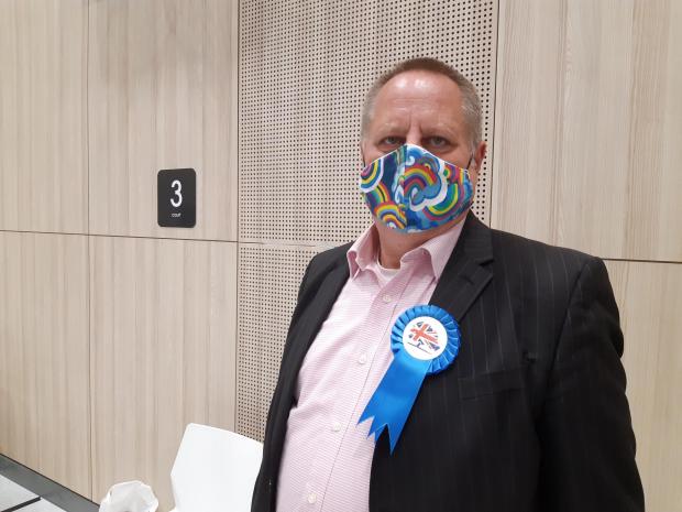 Slough Observer: Cllr Wayne Strutton on election day in May 2021
