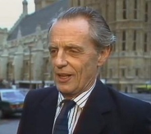 Ian Gilmour being interviewed outside the Houses of Parliament in 1986, the first MP for Chesham and Amersham 1974 to 1992