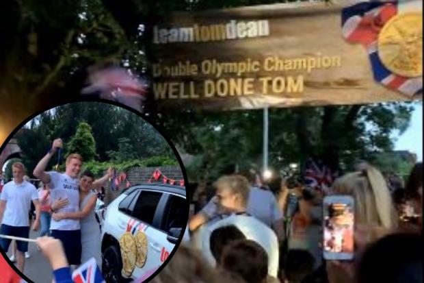 Emotional celebrations as Maidenhead welcomes home Tom Dean from Tokyo Olympics