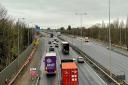 The M4 near the scene of a collision which killed a woman this morning