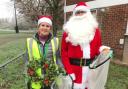 Tirza Meinema with Santa at the Foxborough litter pick in December