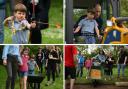 Young royals are seen working a digger and practising archery at Slough scout hut