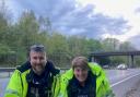 Police officers help family stuck on A404