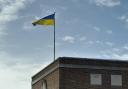 Ukraine's flag over Town Hall, Maidenhead