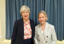 Theresa May MP (L) and  Conservative candidate Dr Tania Mathias (R)