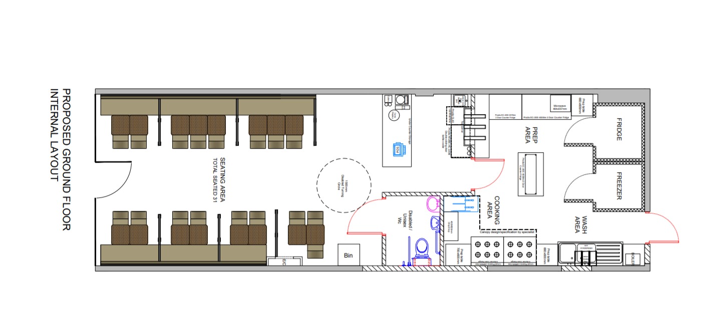 Proposed layout of the cafe