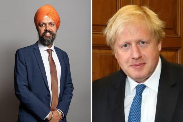 (left) Tan Dhesi Slough MP and Prime Minister Boris Johnson