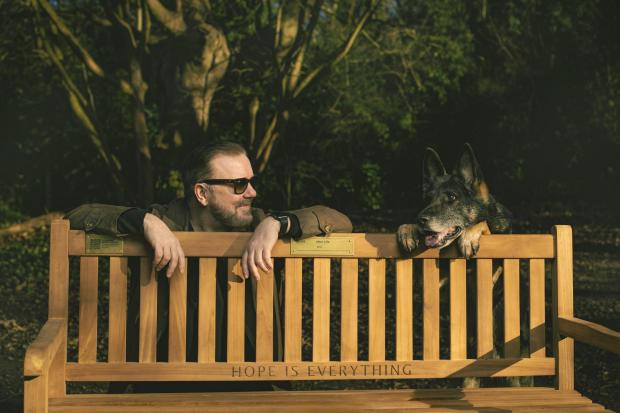 Netflix has donated 25 benches to local councils around the UK as part of a mental health initiative celebrating the launch of the new series of Ricky Gervais' After Life // PA