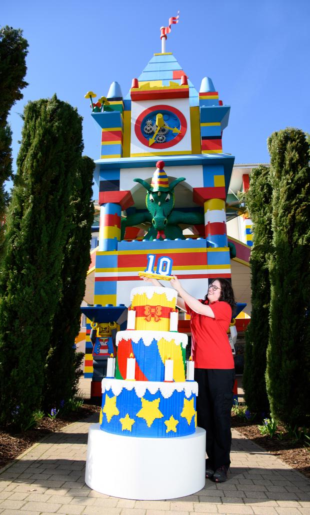 Slough Observer: Legoland Windsor Resort hotel unveiled the giant cake to mark it's 10th birthday. Picture: Legoland