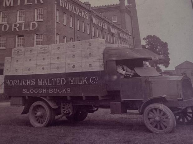 Slough Observer: Horlicks Malted Milk van outside the factory. Picture: Slough Museum