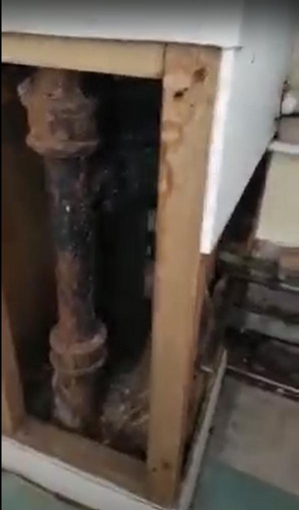 Slough Observer: Pipe work in Ms McDermott's bathroom has been exposed since 2019