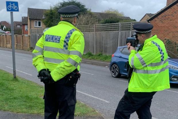 Police use a speed camera