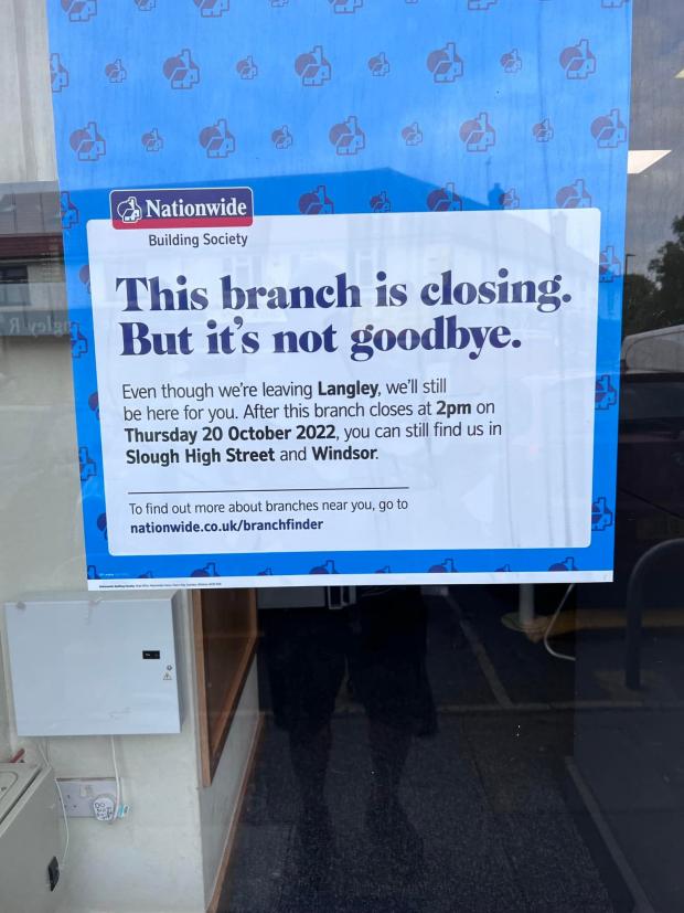 Slough Observer: The sign at the Langley branch explaining the closure.