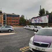 The new drop-off and pick-up point and the original taxi rank