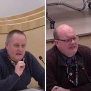 Slough leaders Cllr James Swindlehurst (Labour) and Clr Wayne Strutton (Conservative) clash at the meeting. Credit: Slough Borough Council