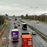 The M4 near the scene of a collision which killed a woman this morning