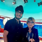 Ayshmit Sethi and TV show host Anne Robinson on the set to start filming Countdown. Picture: Ravinder Sethi