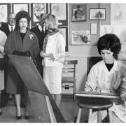 Queen Elizabeth II vising hairdressers at Slough College in the 1960s (Slough Museum)