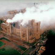 An image taken in November 1992 of Windsor Castle, the morning after the fire which severely damaged large sections of the building.