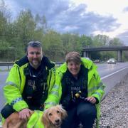Police officers help family stuck on A404