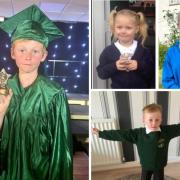 PICTURED: Children celebrate end of term with first and last day of school photos