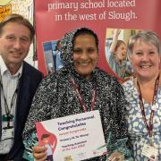 Award winner Insiyah Dungarwalla with Western House Academy chair of governors Simon Carter and principal Coral Snowden.