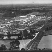 Aerial view over the Slough Motor Transport Repair Depot circa 1920