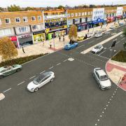 A CGI of shops for Destination Farnham Road in Slough, part of which will be reduced to 20mph. Credit: Artists impression commissioned by Slough Borough Council
