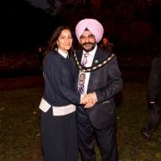 Cllr Bedi and Slough's mayor Cllr Paul Sohal at the Wave of Light