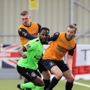 Slough Town midfielder Matthew Lench, right, and left full-back George Wells, left, scored in the 2-2 draw at Billericay Town in the National League South on Saturday.