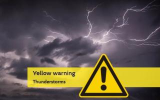 Yellow weather warning in place as thunderstorms and heavy rain forcasted