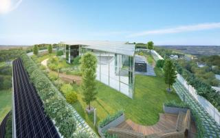 A CGI of the top floor terrace that would have been created in a project to build a sustainable hotel and energy park off the M4 near Slough. Credit: Adveneco