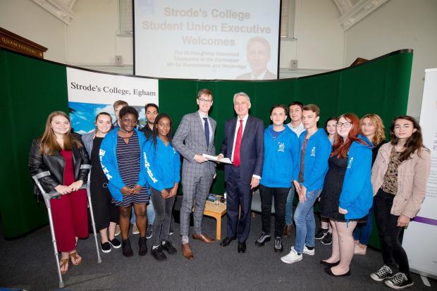 Philip Hammond is pictured with Strode’s College Student Union Executive