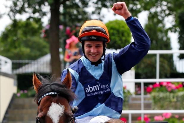 Jockey Charlie Bishop celebrates his first Royal Ascot and Group One winner on 33/1 shot Accidental Agent. Pictures: Sue Orpwood.